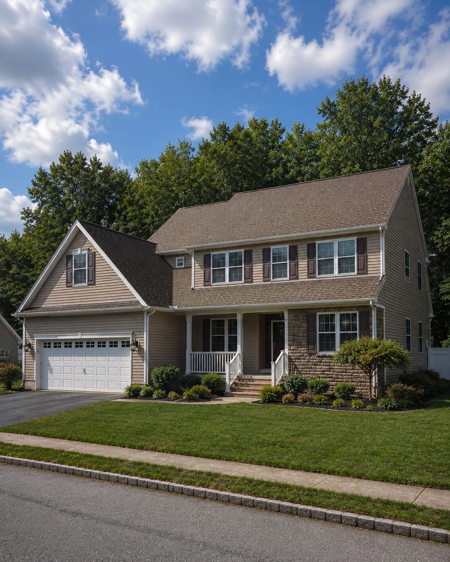 Home with a newly installed shingle roof
